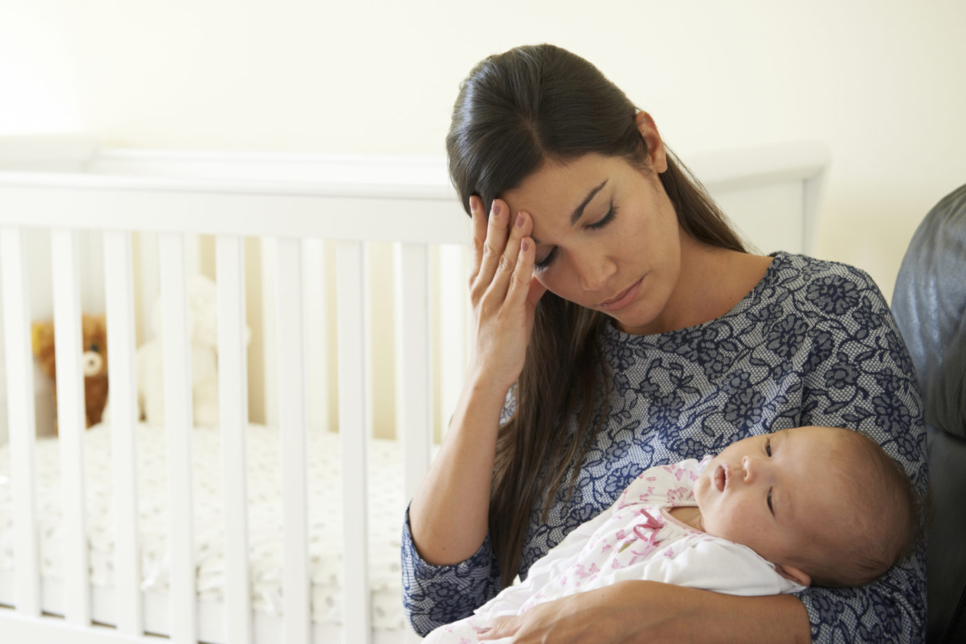 Tired Mother Suffering From Post Natal Depression Tired Mother Suffering From Post Natal Depression